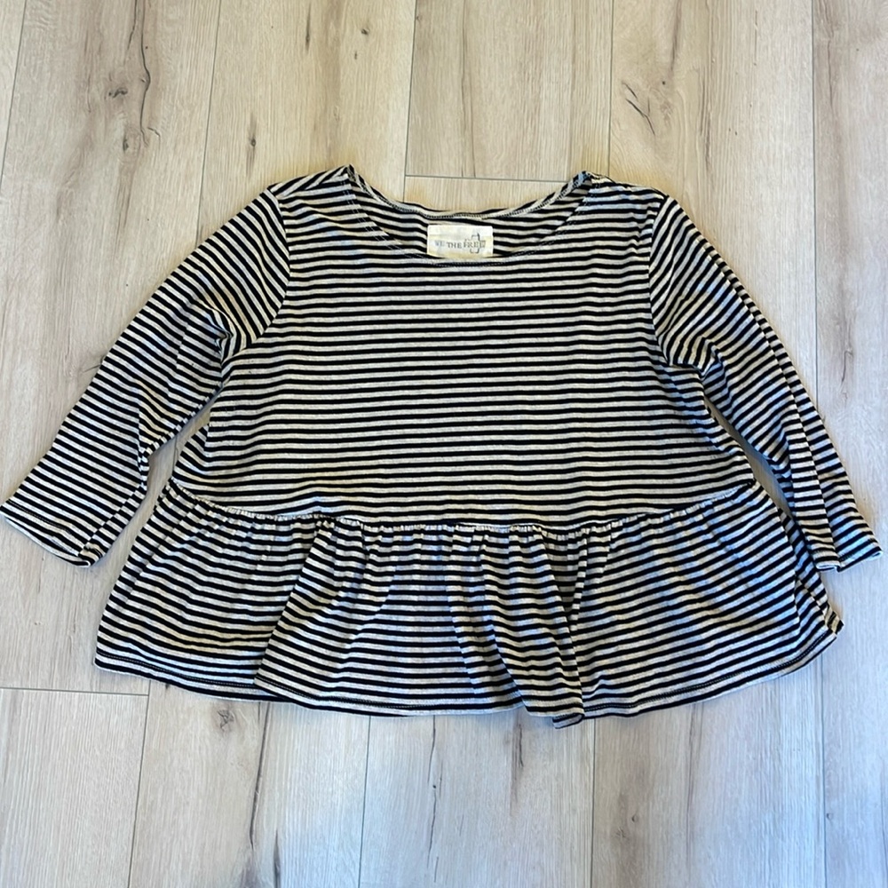 We The Free by Free People Striped Ruffle Cropped Top